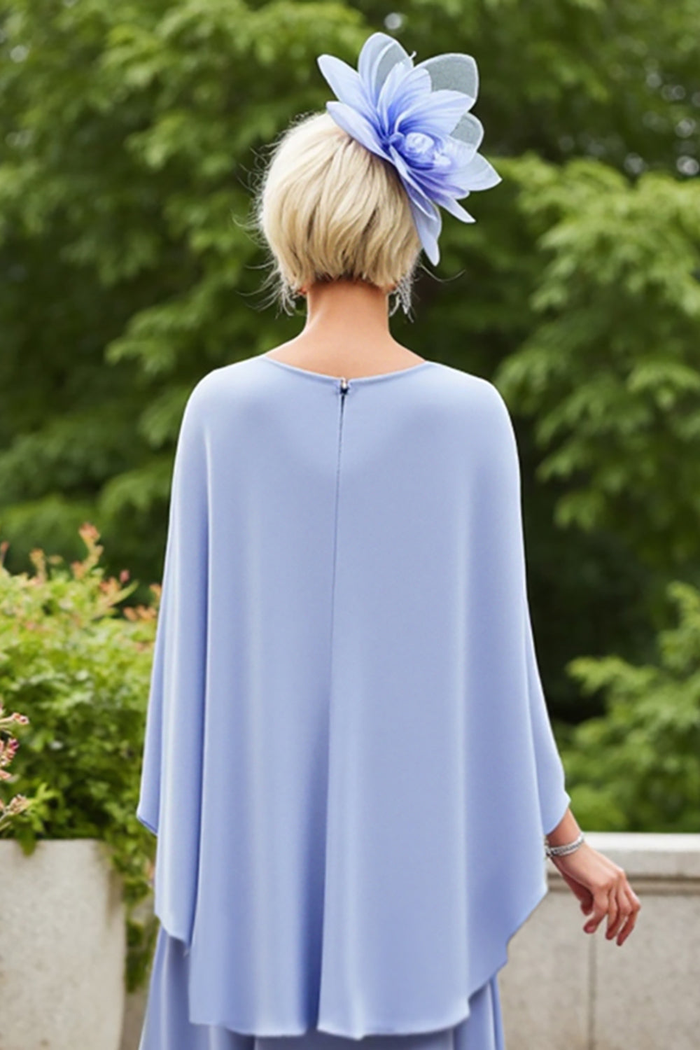 Lavender Ruched Long Shawl Scoop Neck Mother of the Bride Dress