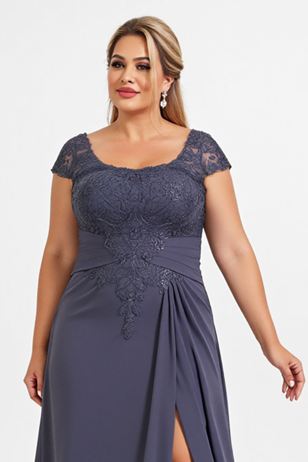 Twilight A Line Plus Size Long Mother of the Bride Dress with Slit