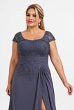 Twilight A Line Plus Size Long Mother of the Bride Dress with Slit