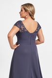 Twilight A Line Plus Size Long Mother of the Bride Dress with Slit