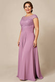 Dusty Rose Plus Size A Line Mother of the Bride Dress with Cap Sleeves
