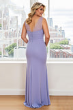 Lavender Sheath Scoop Neck Plus Size Mother of the Bride Dress with Ruffles