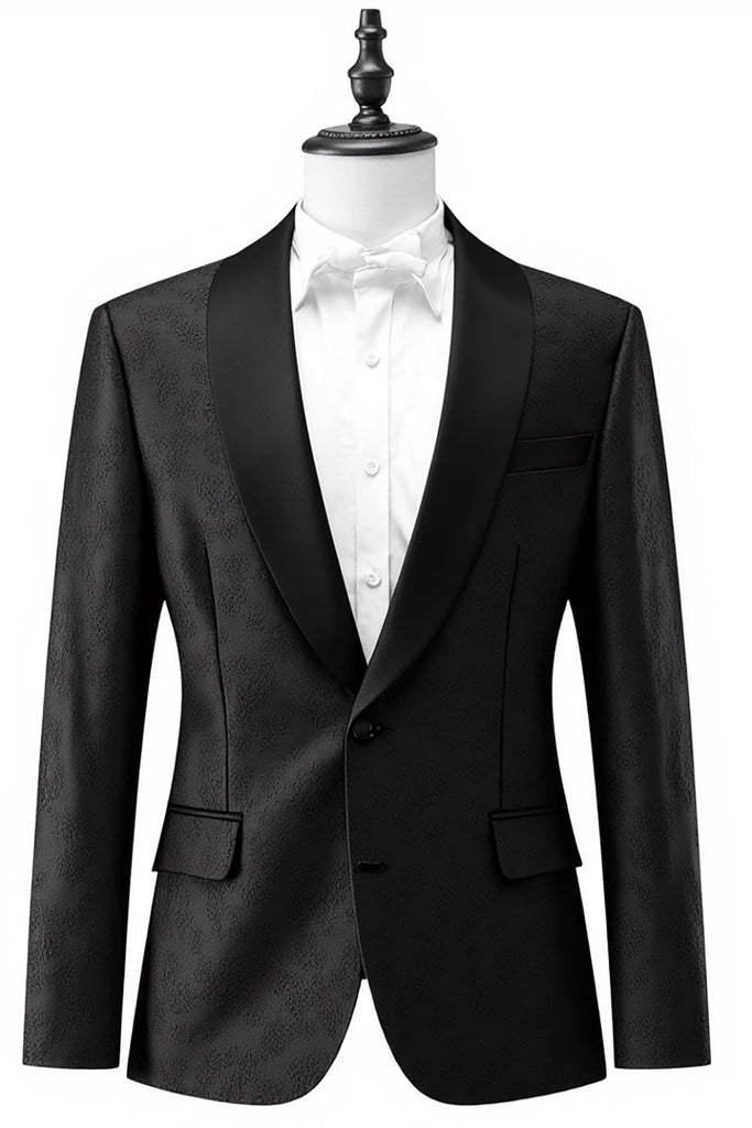 Classic White Jacquard Shawl Lapel Prom Blazer for Men