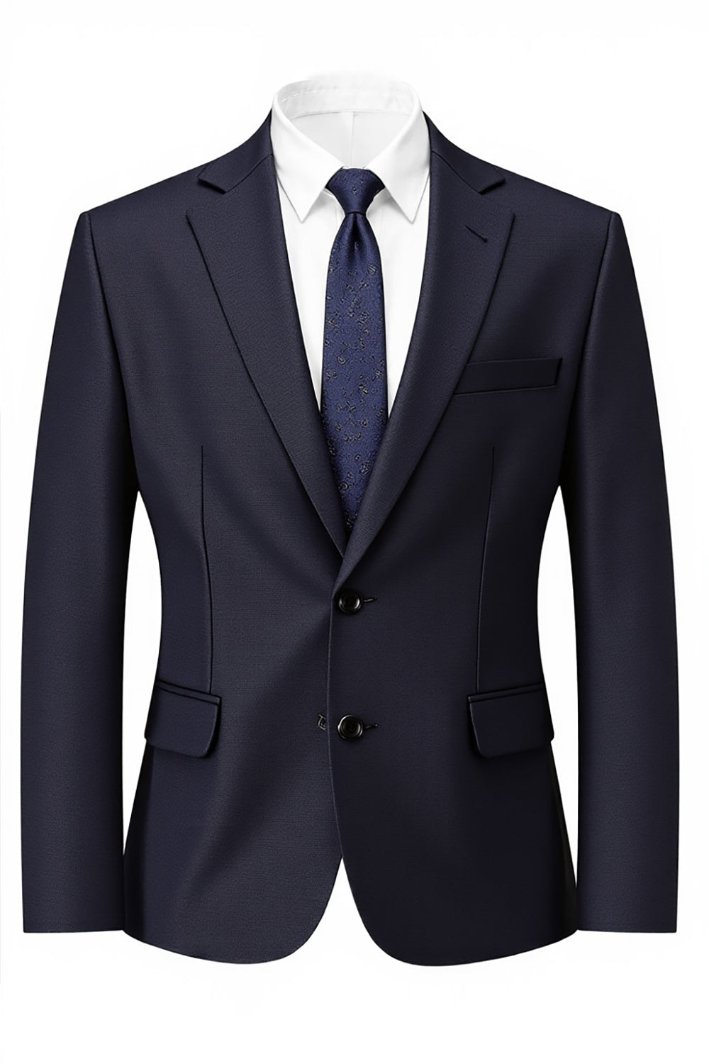 Men's Dark Navy Two Button Notched Lapel Prom Blazer