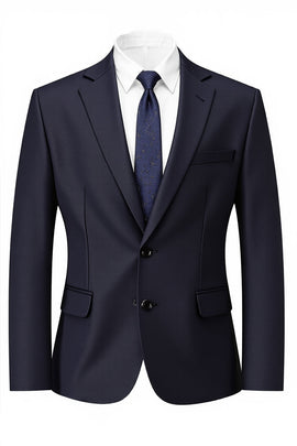 Men's Dark Navy Two Button Notched Lapel Prom Blazer