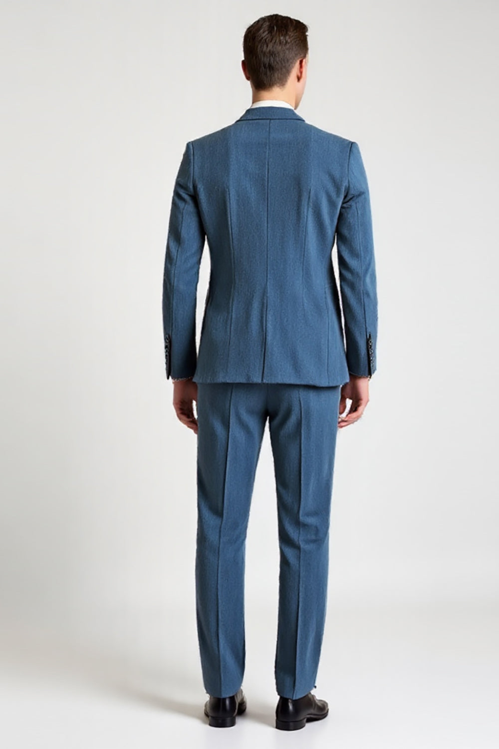 Men’s Blue Suit with Subtle Design - Single Breasted, Notch Lapel, Double Vents