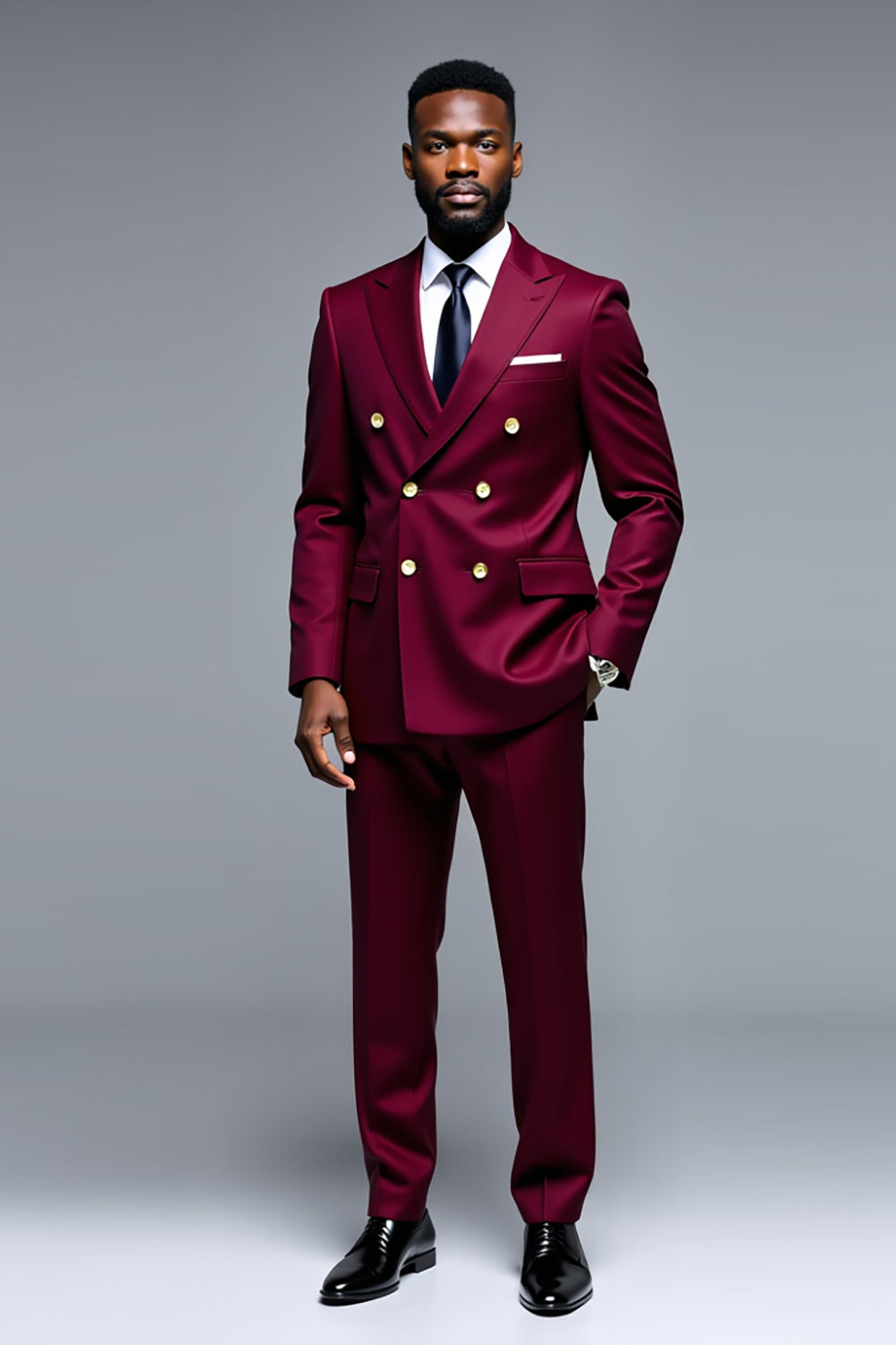 Burgundy Peak Lapel 2 Pieces Men's Prom Suits