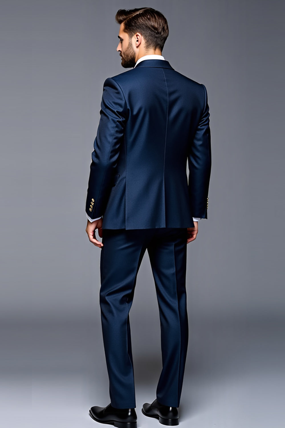 Dark Blue Notched Lapel 3 Pieces Men's Party Suits