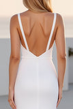 Ivory Crepe Spaghetti Straps A Line Long Wedding Dress With Slit