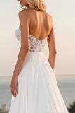 Ivory Strapless A Line Long Wedding Dress With Slit