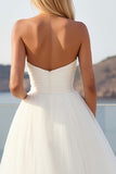Ivory Strapless A Line Long Wedding Dress