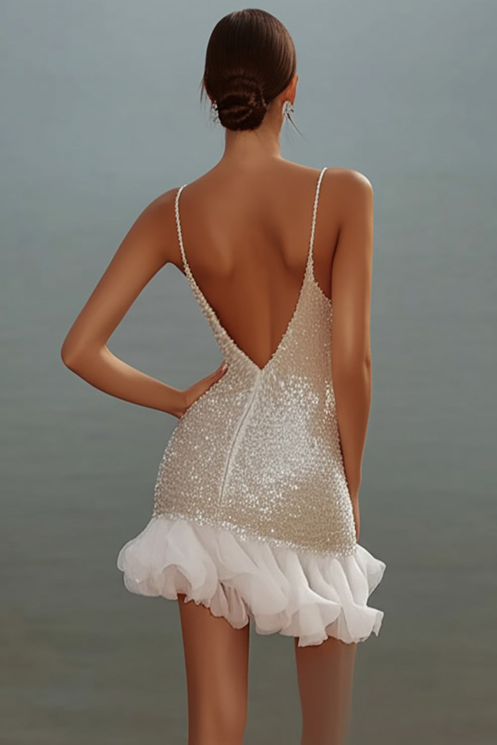 Sparkly White Bodycon Sequins Mini Graduation Dress