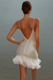 Sparkly White Bodycon Sequins Mini Graduation Dress