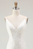 Sparkly White Sequins V-Neck Bodycon Short Homecoming Dress with Ruffles