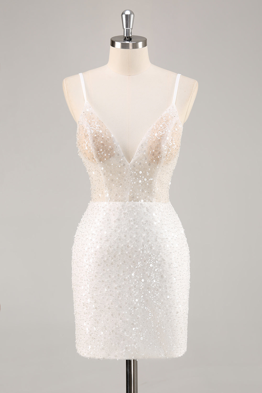 ZAPAKASA Women Sparkly White Sheath Sequins Mini Graduation Dress V-Neck Spaghetti Straps Bodycon Homecoming Dress ZAPAKASA Women Sparkly White Sheath Sequins Mini Graduation Dress V-Neck Spaghetti Straps Bodycon Homecoming Dress