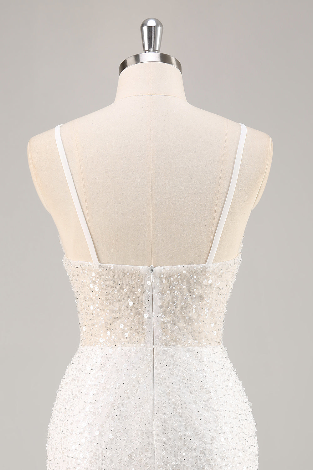 Sparkly White Deep V-Neck Mini Sheath Graduation Homecoming Dress
