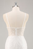 Sparkly White Deep V-Neck Mini Sheath Graduation Homecoming Dress