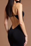 Black Sheath Satin Sweetheart Long Formal Dress with Slit