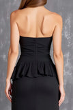 Black Sheath Satin Square Neck Long Formal Dress with Slit