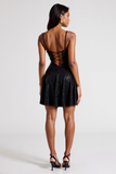 Sparkly Black Sequins A Line Keyhole Formal Dress