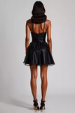 Black Sequins Mini Spaghetti Straps Formal Dress