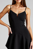 Black A Line High Low Asymmetrical Formal Dress