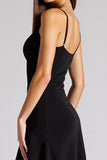 Black A Line High Low Asymmetrical Formal Dress