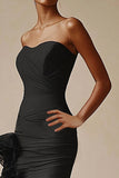 Sweetheart Mermaid Tiered Long Black Tie Dress with Ruffles