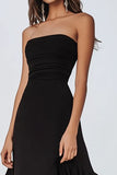Chiffon A Line Tiered Long Square Neck Black Tie Dress