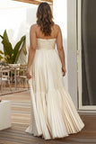 Champagne Strapless A Line Long Wedding Guest Dress