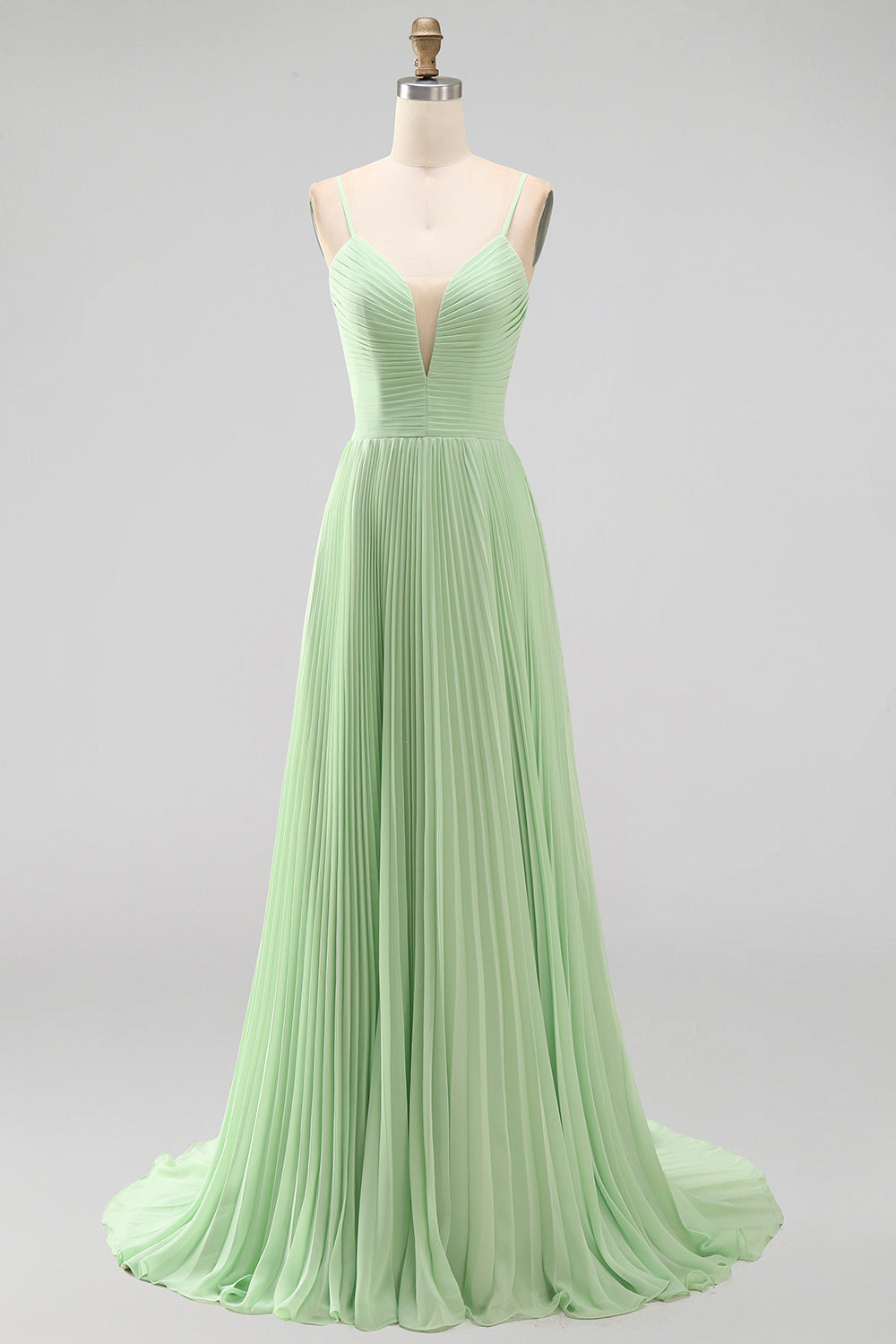 Pink Spaghetti Straps Chiffon Pleated Long Wedding Guest Dress