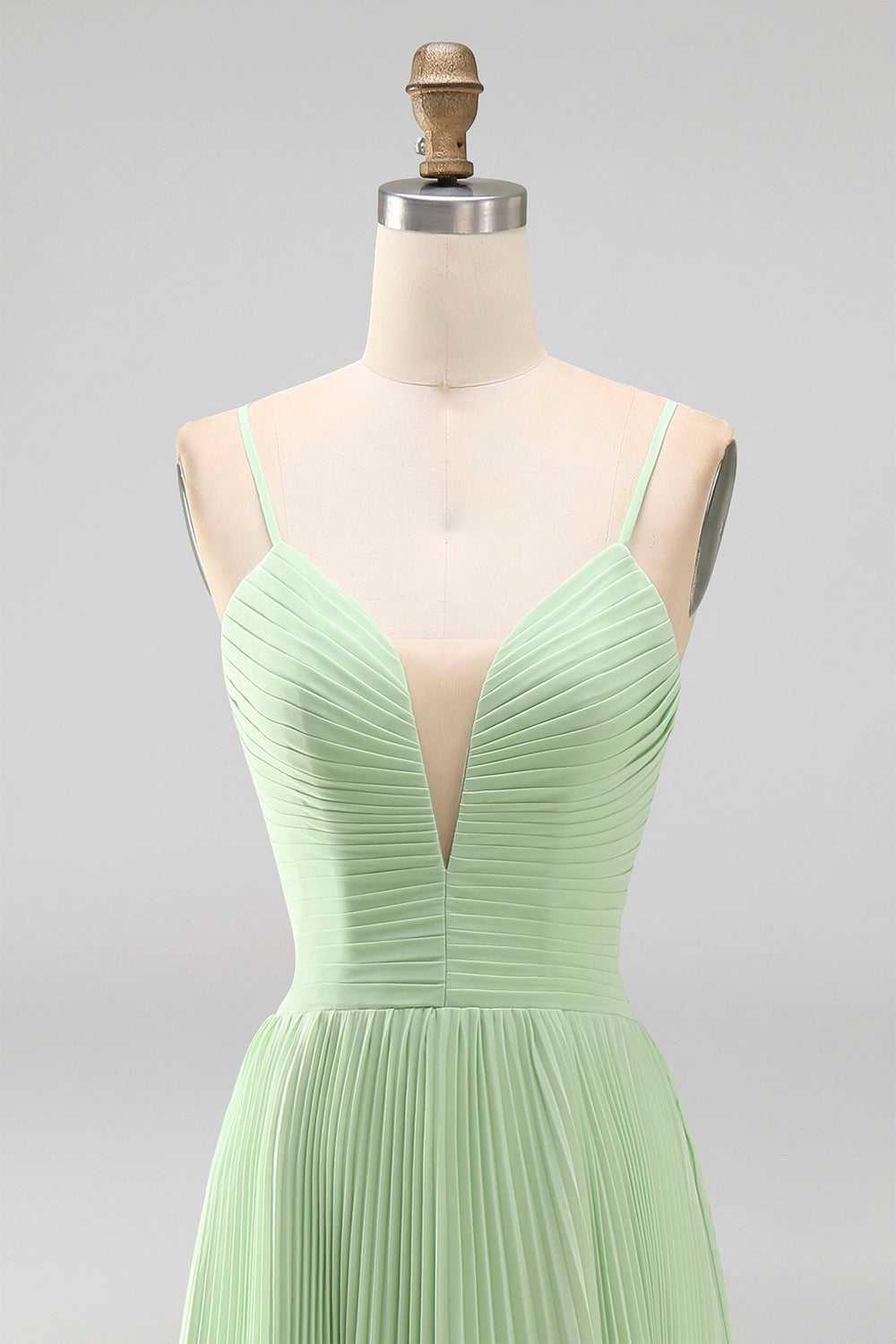Pink Spaghetti Straps Chiffon Pleated Long Wedding Guest Dress