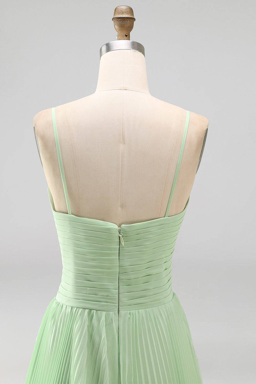 Pink Spaghetti Straps Chiffon Pleated Long Wedding Guest Dress
