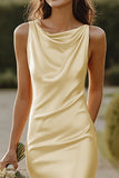 Mermaid Daffodil Satin Cowl Neck Long Bridesmaid Dress