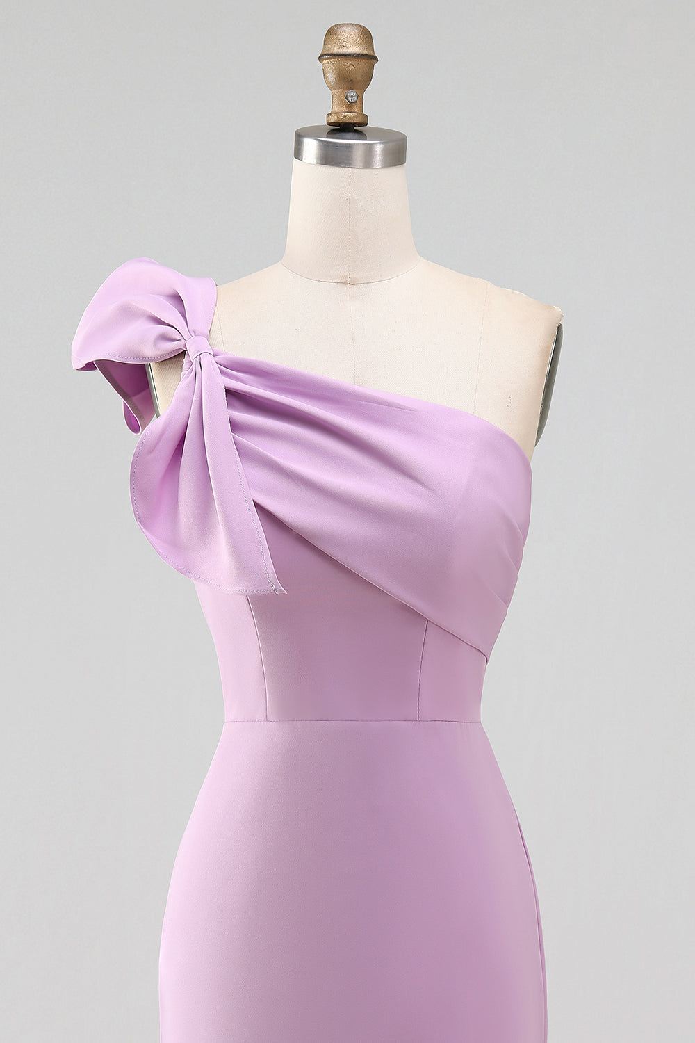 White Sheath Satin One Shoulder Short Graduation Dress with Bow