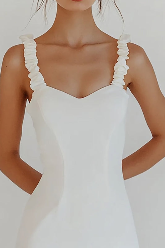 White Sheath Lace Spaghetti Straps Short Graduation Dress