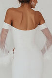 Sheath White Bodycon Off the Shoulder Graduation Dress