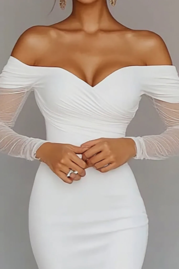 ZAPAKASA Women White Satin Bodycon Sheath Asymmetrical Graduation Dress