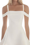 A Line White Satin Cold Shoulder Short Graduation Dress