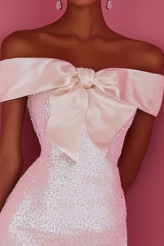 White Sheath Satin Short Graduation Dress with Bow