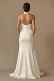 Satin Sheath Satin Long Backless Rehearsal Dinner Dress
