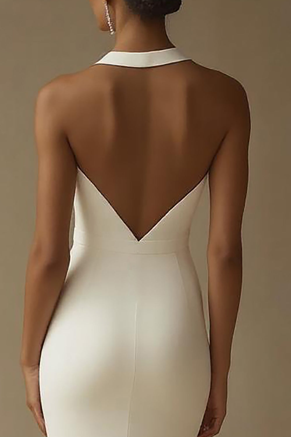 ZAPAKASA Women White Mermaid Halter Neck Keyhole Long Rehearsal Dinner Dress with Slit Backless Halter Sleeveless Ruched Engagement Dress ZAPAKASA Women White Mermaid Halter Neck Keyhole Long Rehearsal Dinner Dress with Slit Backless Halter Sleeveless Ruched Engagement Dress