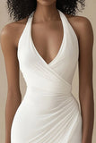 Sheath Chiffon V-Neck Bodycon Mini Little White Dress