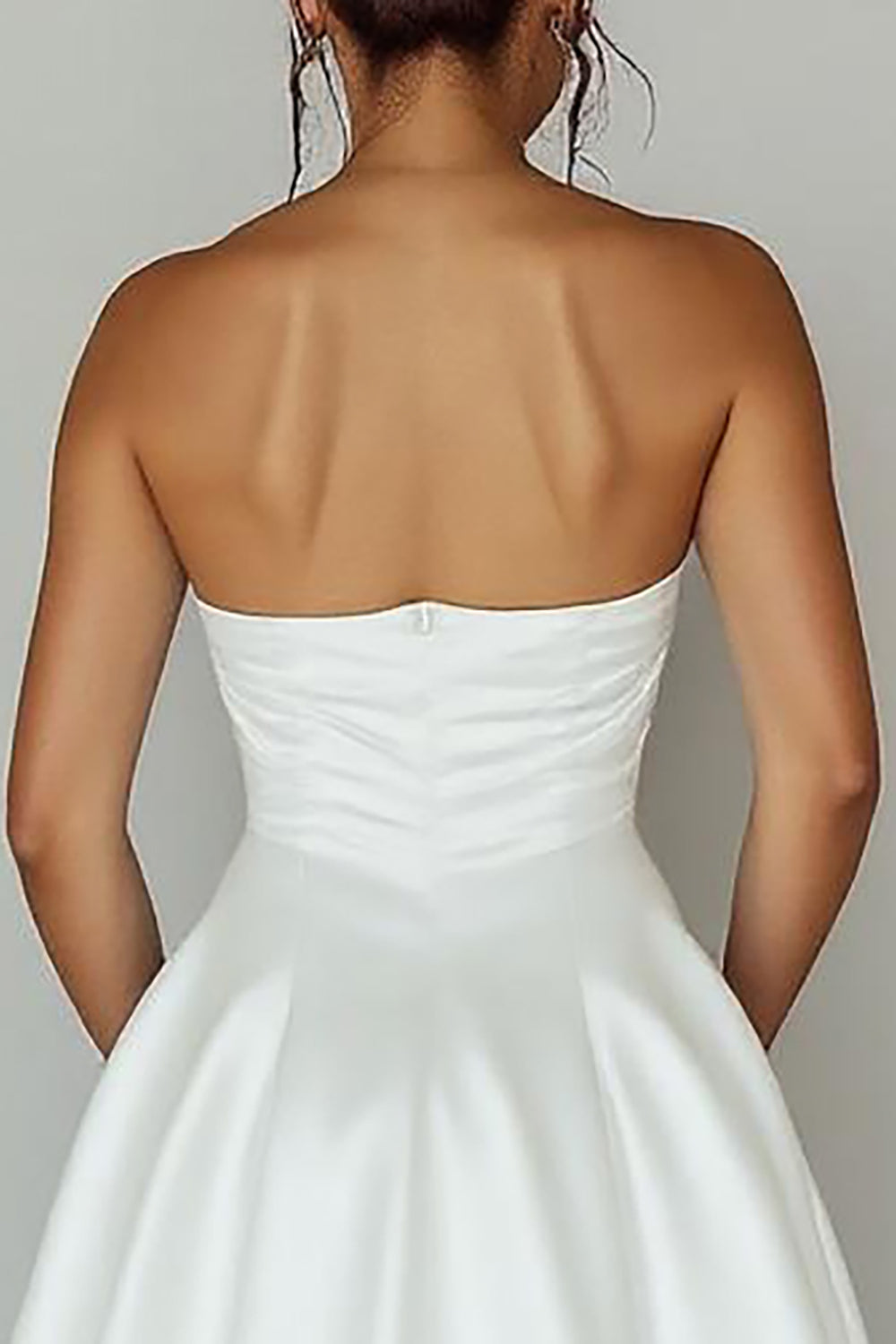 White A Line Satin Keyhole Asymmetrical Graduation Dress