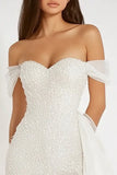 White Sparkly Bodycon Sweetheart Asymmetrical Graduation Dress
