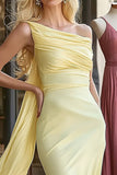 Daffodil Mermaid Chiffon Long One Shoulder Prom Dress with Sash
