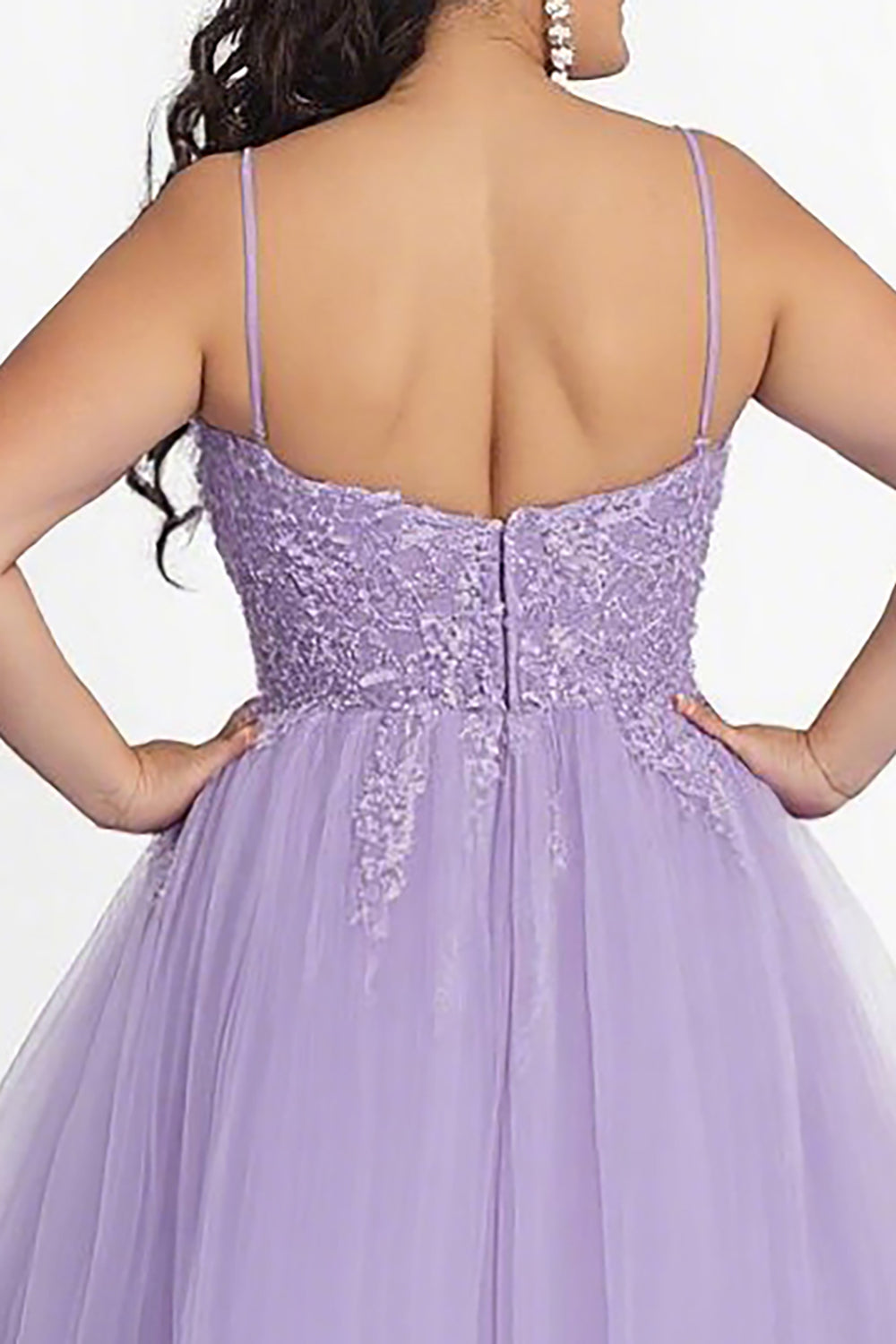Lilac A Line Spaghetti Straps Long Prom Dress with Appliques