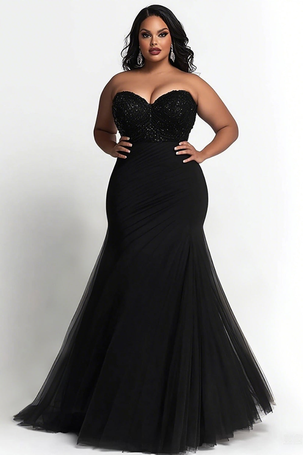 Simple Black Sweetheart Mermaid Plus Size Prom Dress