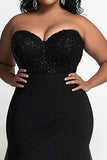 Simple Black Sweetheart Mermaid Plus Size Prom Dress