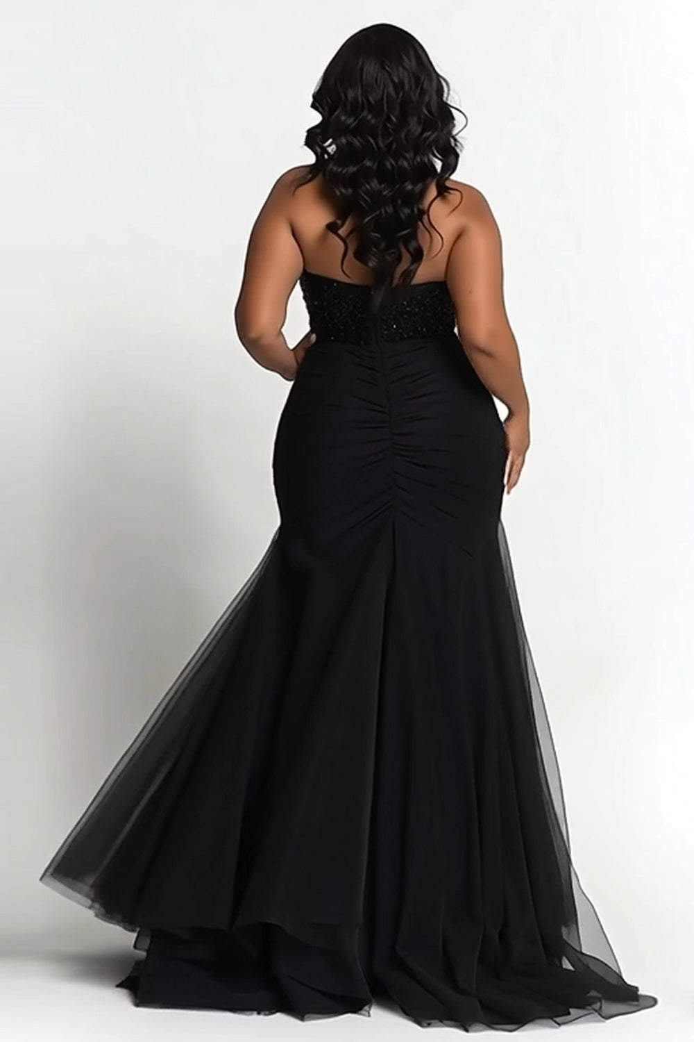 Simple Black Sweetheart Mermaid Plus Size Prom Dress